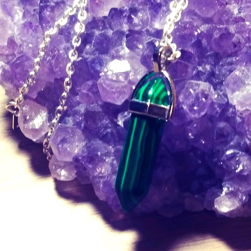 Malachite Bullet Pendant Necklace